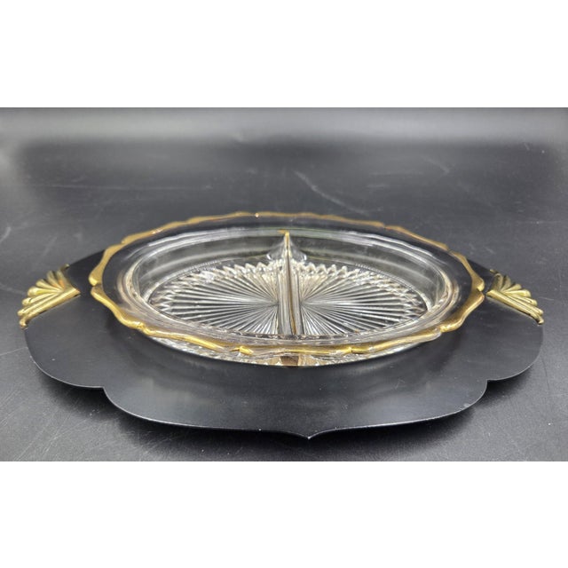 Art Deco Early 20th Century Art Deco Divided 2 Piece Relish Dish W/ Tray For Sale - Image 3 of 18