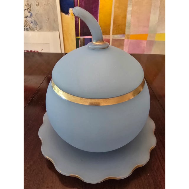 Antique French Opaline Crystal Baby Blue Punch Bowl For Sale - Image 4 of 15