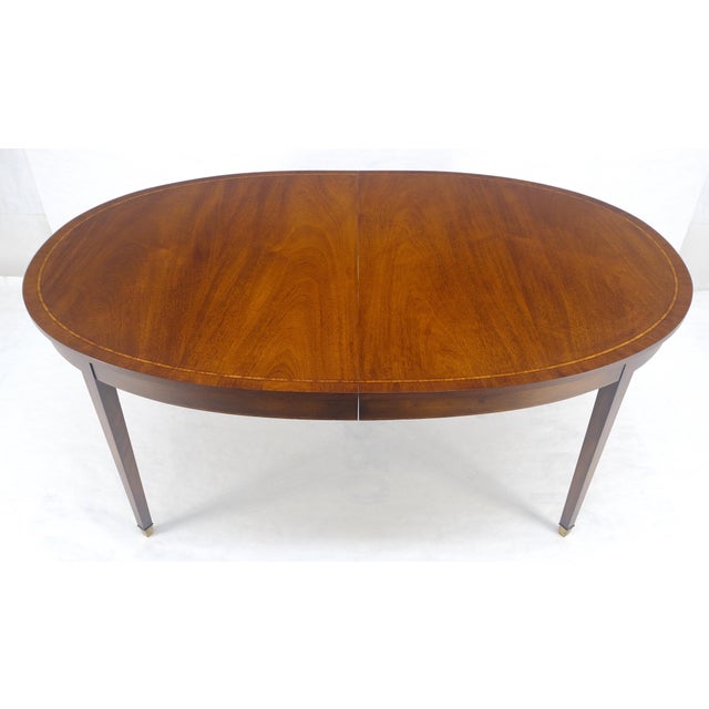 Very Fine Oval Walnut Banded 68” Long Dining Table w/ 2 Leaves MINT 2x24” leaves