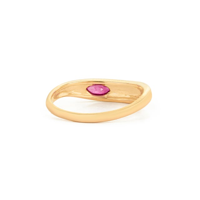 Chic Gypsy Set Ruby Chunky 14k Yellow Gold Dome Ring Size 4 by VRJewels For Sale - Image 9 of 17