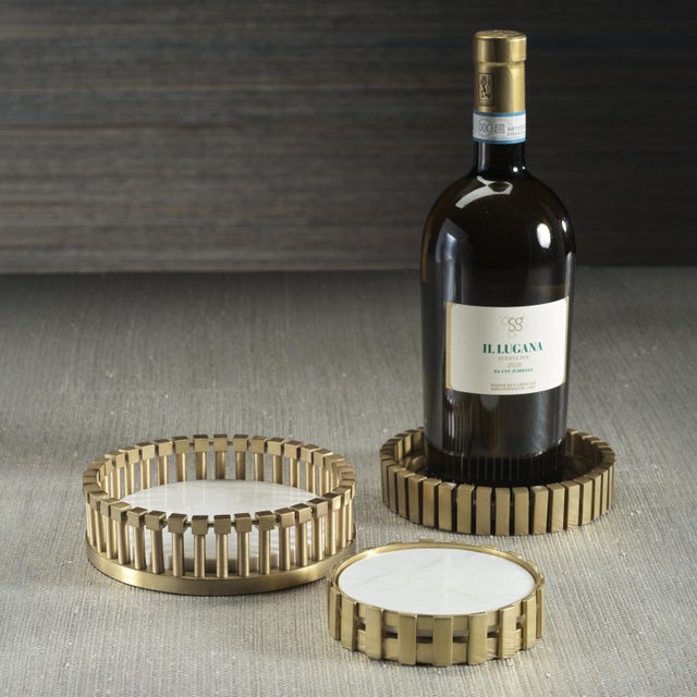 Forge Metal and Marble Wine Bottle Coaster For Sale - Image 4 of 5