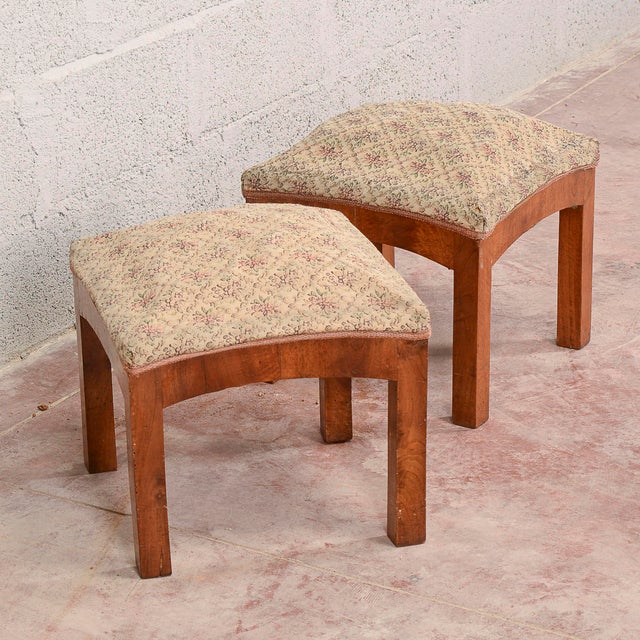 Art Deco Stools in Walnut, Set of 2 For Sale - Image 9 of 13