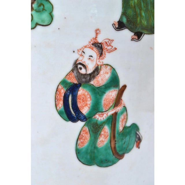 Signed Hand-Painted Chinese Porcelain Table Lamp with Original Shade For Sale In Miami - Image 6 of 9