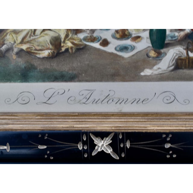 Late 19th Century Antique Lithograph Walnut Ebonized Victorian Style Frame Rococo Style Print For Sale - Image 5 of 16