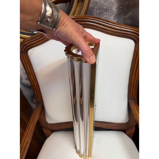 Metal Thick Tubular Glass and Solid Brass Wall Sconce For Sale - Image 7 of 12