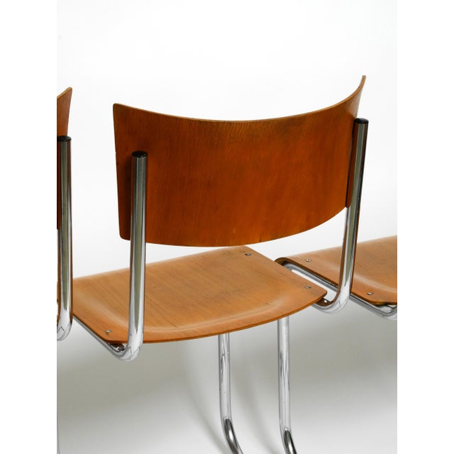 Brown Bauhaus Tubular Steel Chairs by Mart Stam for Robert Slezak Czech, 1930s, Set of 4 For Sale - Image 8 of 18
