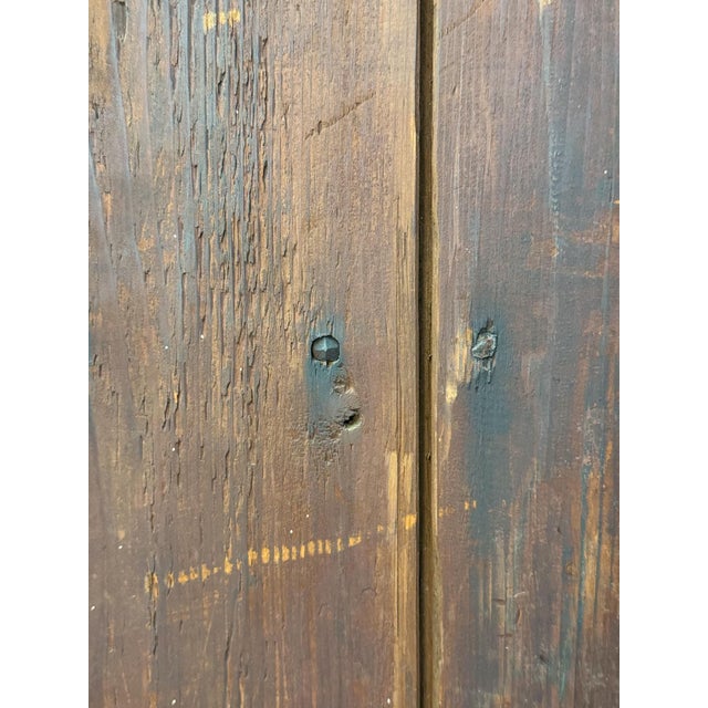 Antique Painted White Corner China Cabinet Pane Glass Door 1800s Display Cabinet For Sale - Image 15 of 18