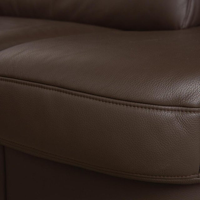 Animal Skin Brown Leather Corner Sofa and Ottoman with Storage Space from Hukla, Set of 2 For Sale - Image 7 of 18
