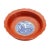 Japanese coral red enameled porcelain bottle coaster, with standing edge and flaring scolloped rim, centering on a...