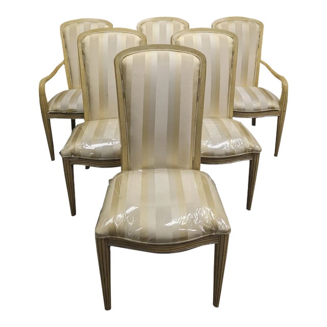 Late 20th Century Century Furniture Contemporary Pickled Oak Dining Chairs Patina Finish 3812s - Set of 6 For Sale