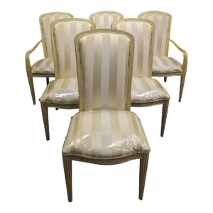 Late 20th Century Century Furniture Contemporary Pickled Oak Dining Chairs Patina Finish 3812s - Set of 6