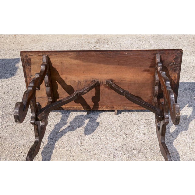Wood Goat-Shaped Side Table with Lyre-Shaped Feet in Solid Walnut For Sale - Image 7 of 18