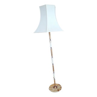 Vintage Art Deco Floor Lamp in Onyx with Brass Stand, 1930s For Sale