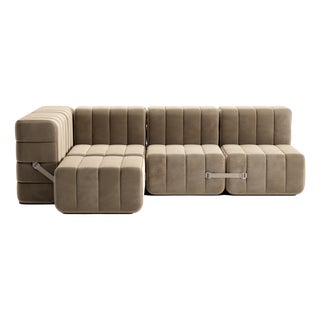 Curt Modular Set - Flexible Small Corner Sofa - Barcelona - Vole - V3347/15 (Grey / Brown) by Ambivalenz, Set of 9 For Sale