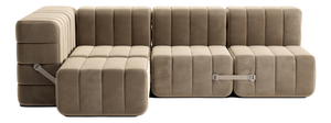 Curt Modular Set - Flexible Small Corner Sofa - Barcelona - Vole - V3347/15 (Grey / Brown) by Ambivalenz, Set of 9