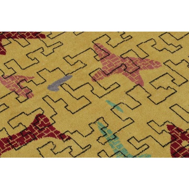 1960s Vintage Zeki Müren Rug in Mustard With Geometric Patterns by Rug & Kilim For Sale In New York - Image 6 of 7