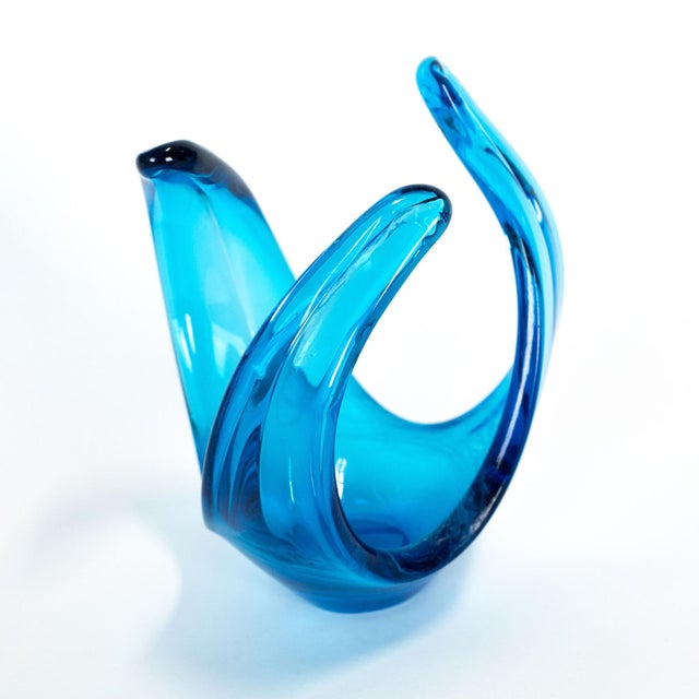1960s Spanish Blue Art Glass Sculpture, Likely by Viartac For Sale - Image 9 of 12