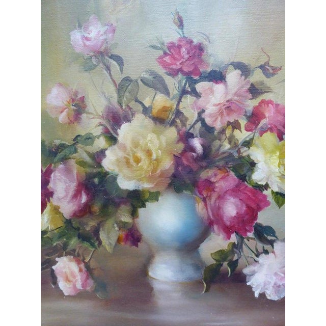 William Reynard Hood, Still Life with Roses, Mid Century, Oil on Canvas For Sale - Image 6 of 14