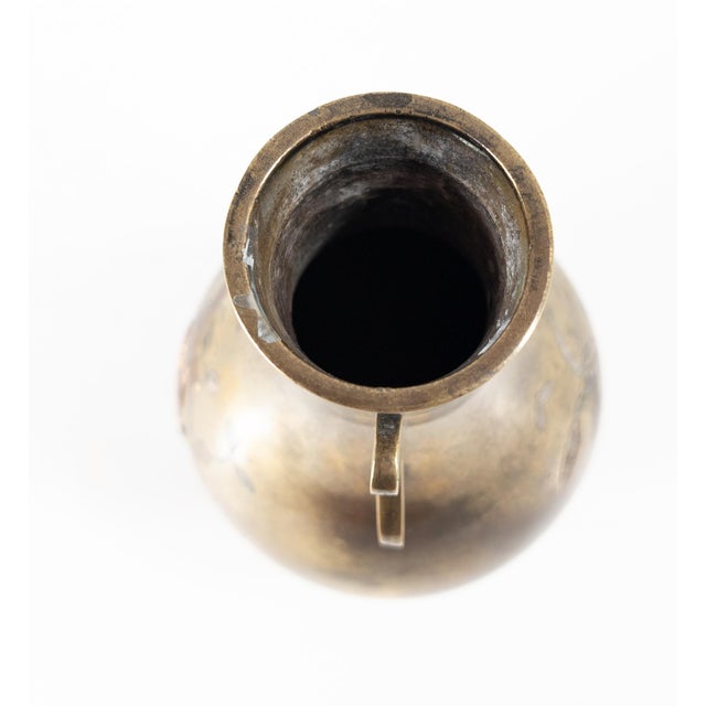 Metal 20th Century Japanese Meiji Mixed Metal Bronze Vase For Sale - Image 7 of 11