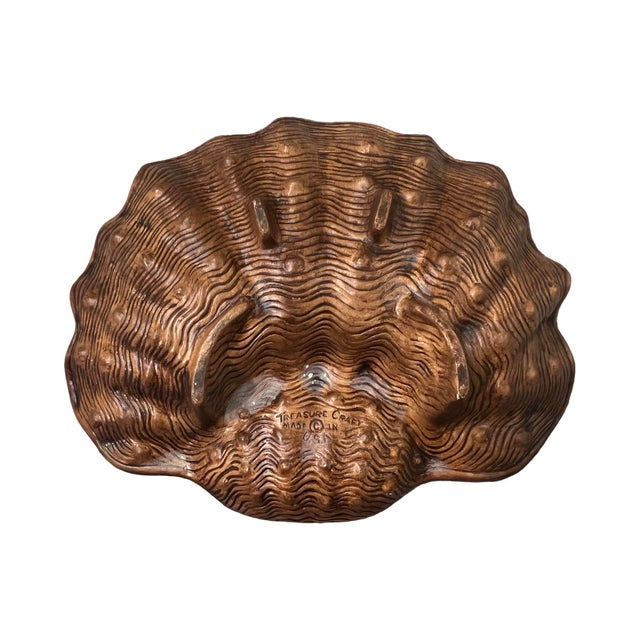 Vintage Mid Century Modern 1960s Treasure Craft Vibrant Green Shell Clam Serving Dish Bowl Candy For Sale - Image 4 of 6