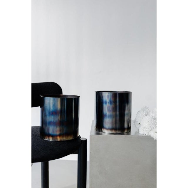 Loto Medium Planter in Burned Steel by Form & Eisen For Sale - Image 11 of 15
