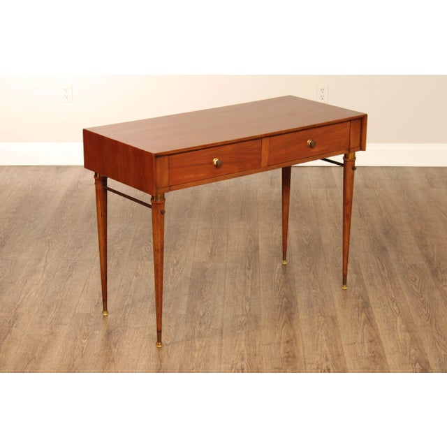High Quality Vintage Teak Writing Desk with Two Dovetailed Drawers on Tapered Legs, the Manner of Bertha Schaefer (Not...