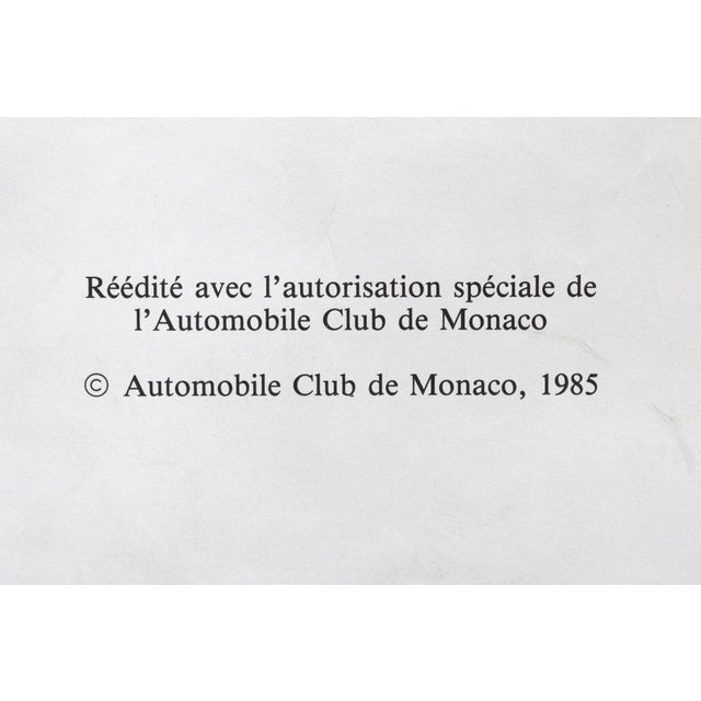 Advertising poster designed by B. Minne in 1952 for the Monaco Grand Prix and reissued in 1985 Excellent quality...