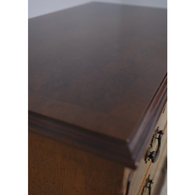 Baker Burl Walnut English Style Bachelors Chest For Sale - Image 9 of 17