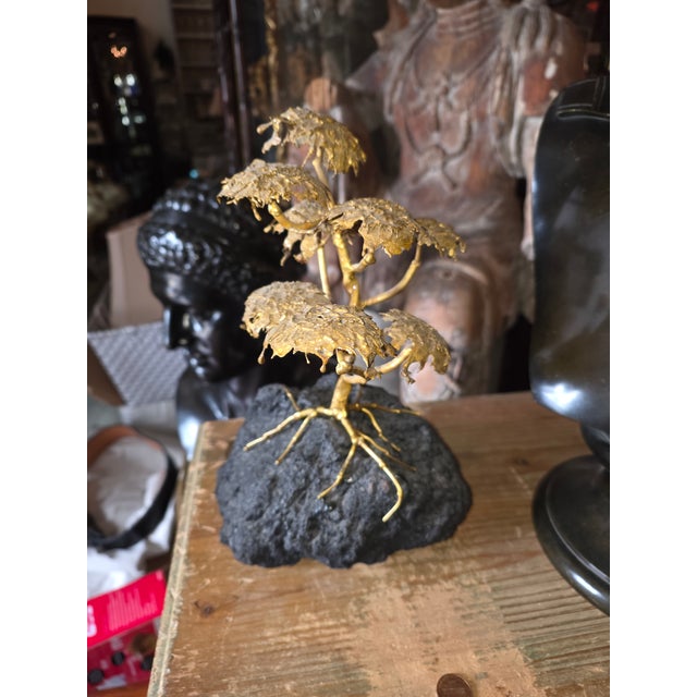 Mid Century Brutalist Bonsai Metal and Rock Sculpture For Sale - Image 10 of 10
