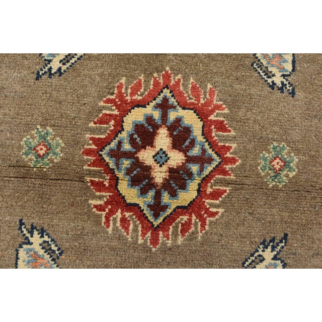 Textile Kazak Rug 2’10” X 4’11” Brown Wool Tribal Hand-Knotted Oriental Carpet For Sale - Image 7 of 12