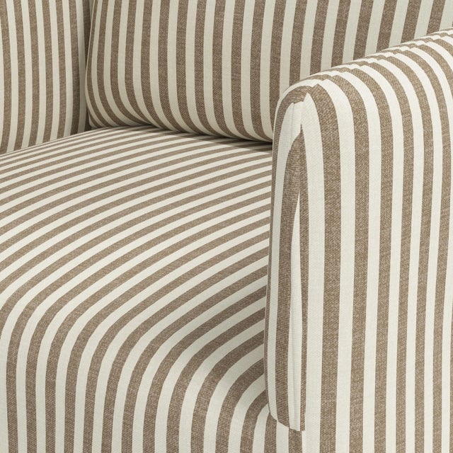 Textile Stoffer Home x Cloth & Company Lindy Slipcover Dining Arm Chair in Jane Stripe Burlap For Sale - Image 7 of 7