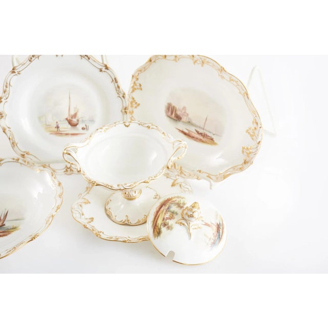 White Antique English Porcelain Luncheon Service, 24 Pieces For Sale - Image 8 of 13