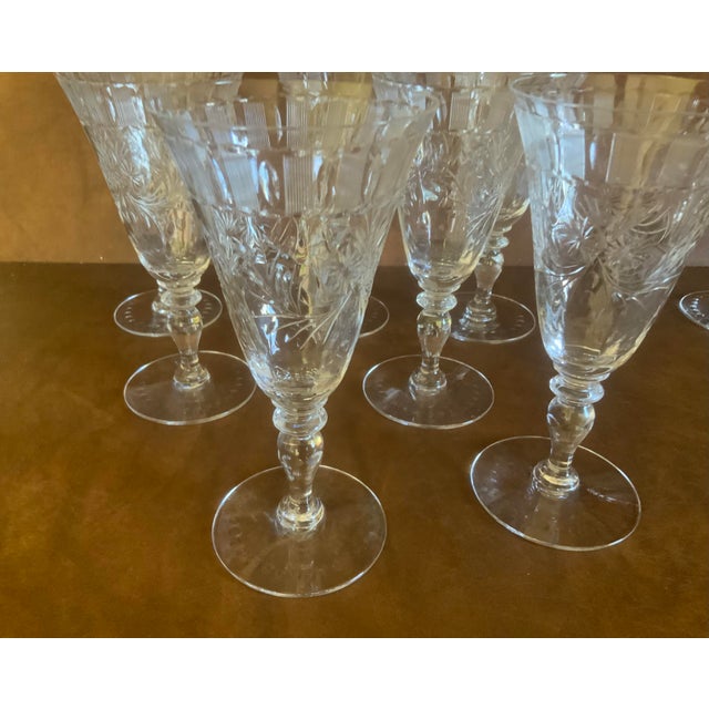 Glass 1960s Hawkes Coronet Pattern Water Goblets - Set of 8 For Sale - Image 7 of 7