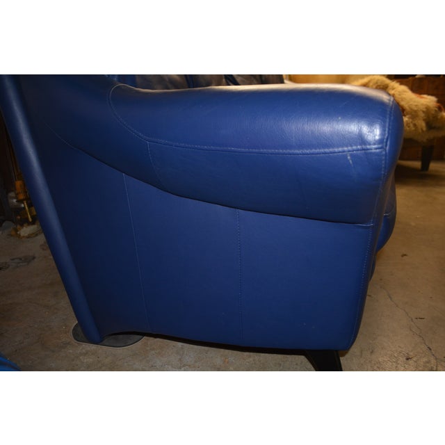 Animal Skin Vintage Euri Collection Royal Blue Soft Leather Loveseat Couch From Germany For Sale - Image 7 of 14