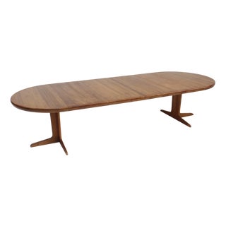 Large Vintage Danish Round Extendable Dining Table, 1960s For Sale