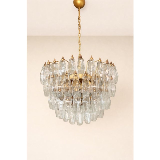 DUTIES INCLUDED An exceptional and highly decorative Murano glass chandelier composed of 111 handblown “poliedri”...