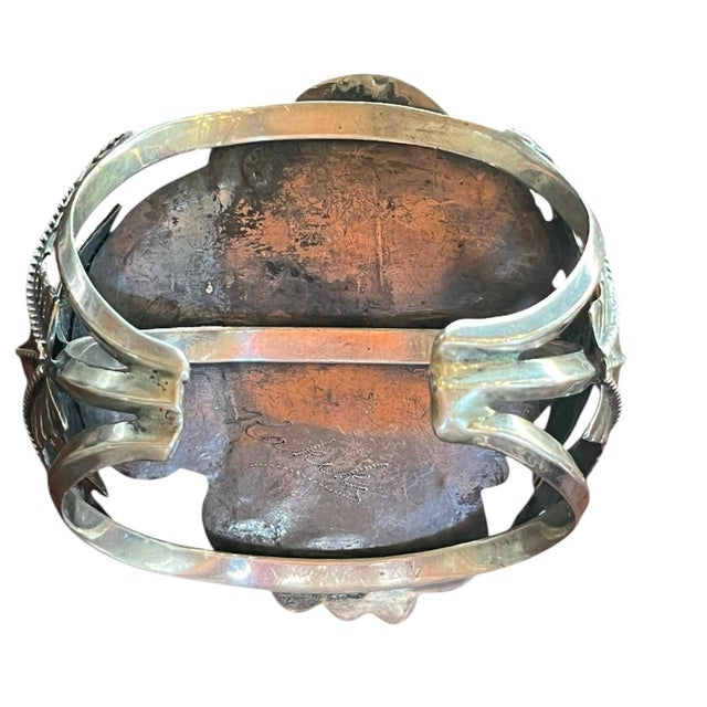 1940s Royston Turquoise, Coral and Bear Claw Sterling Silver Bracelet, Signed For Sale In San Antonio - Image 6 of 9