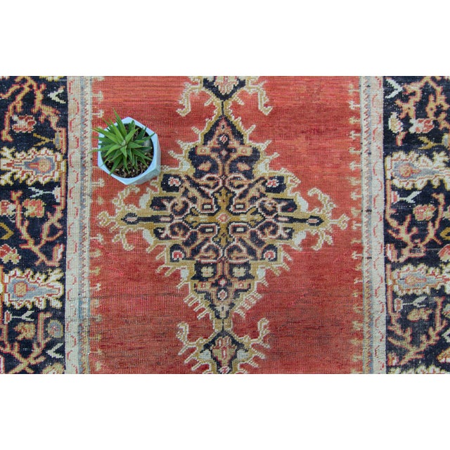 1980s House of Séance - 1980s Vintage Anatolian Aksaray Medallion Wool Pile Hand-Knotted Runner - 3’11” X 10’6” For Sale - Image 5 of 11