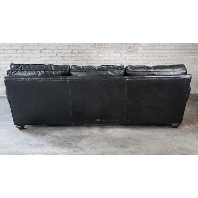 Restoration Hardware Lancaster Ebony Leather Luxe Sofa For Sale - Image 14 of 16
