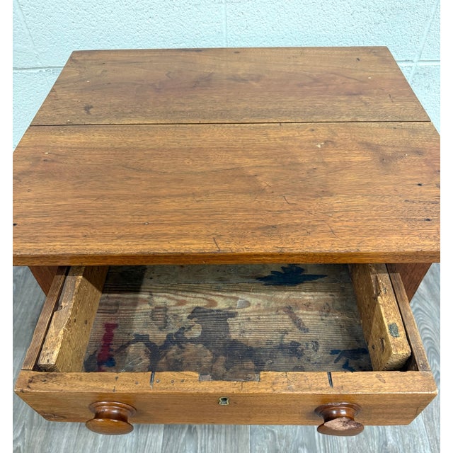 Antique American Country Primitive Walnut Single Drawer Nightstand For Sale - Image 4 of 8