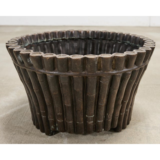Set of Three Bronzed Faux-Bamboo Jardinières or Planters For Sale - Image 11 of 17