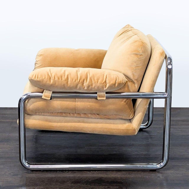 Modern West Elm Desmond Lounge Chair With Chrome Frame and Plush Cushions For Sale - Image 3 of 7