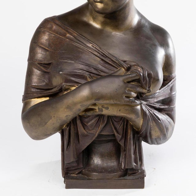 Gold Sculpture of the Bust of Madame Récamier in Patinated Bronze For Sale - Image 8 of 15