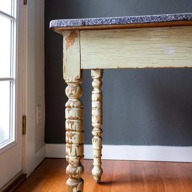 Antique Rustic Green Enamel Top Bakers Table Chairish