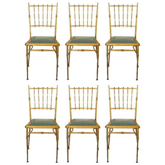 1950s Metal Chiavari Chairs - Set of 6 For Sale