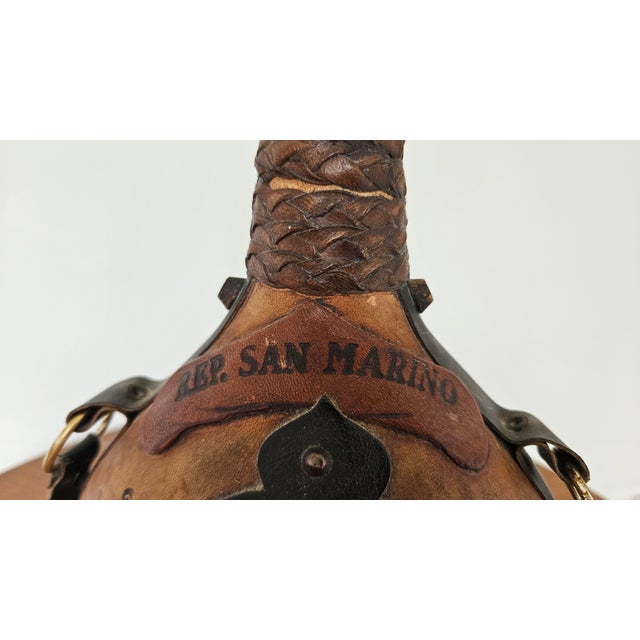 Mid-Century Italian Leather and Glass Decanter For Sale - Image 4 of 11