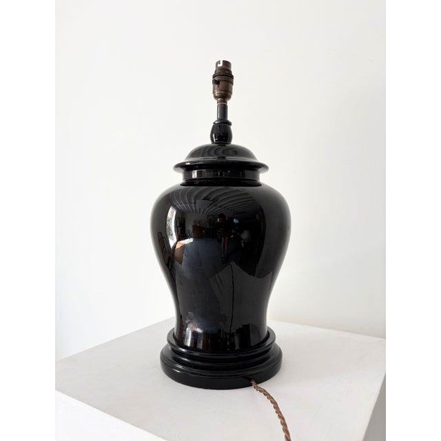 1980s 20th Century Black Gloss Ceramic Table Lamp, Britain, 1980s For Sale - Image 5 of 8