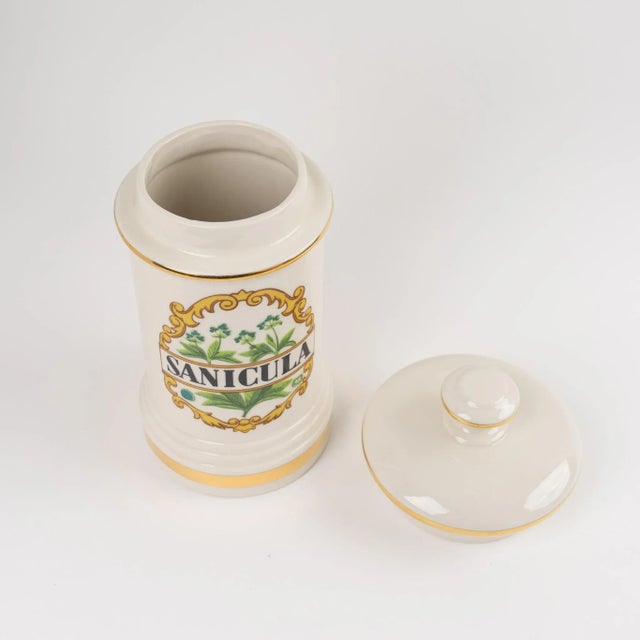 1970s Vintage Ceramic Sanicula Apothecary Jar For Sale - Image 10 of 11