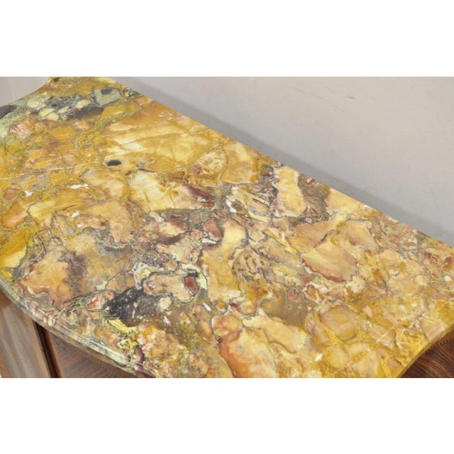 Early 1900s French Louis XV Style Rouge Marble Top Demilune Commode Cabinet With 5 Drawers For Sale - Image 9 of 12