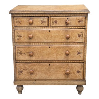 Antique Late 19th Century English Pine Faux Bois Maple Chest of Drawers For Sale